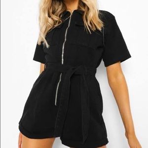 Black Utility Romper